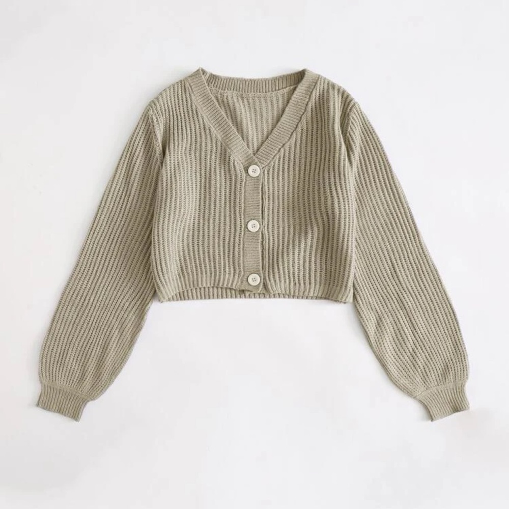 Button front crop cardigan